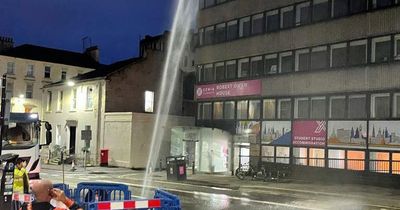 'Sky-high water feature' on Glasgow's Bath Street after burst pipe
