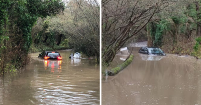 Fire crews rescue driver from car submerged in floodwater in Long Ashton