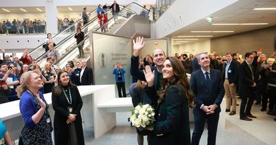 Huge crowds gather inside Royal Liverpool Hospital to catch glimpse of Prince William and Kate