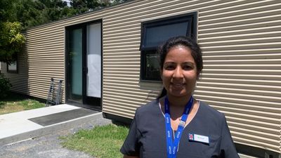 Shipping container, demountables used at aged care village to attract nurses amid housing shortage
