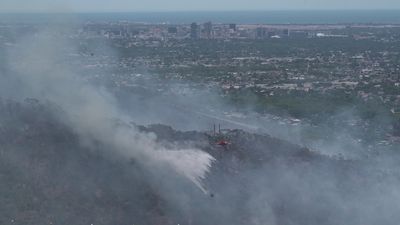 Bushfire burning on Gorge Road at Montacute, east of Adelaide, contained