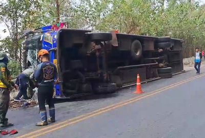 Monk killed as bus rams barriers on hilly road