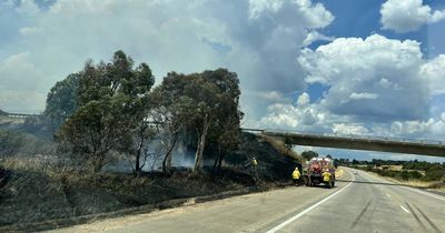 Hume Highway lane closed after grass fire