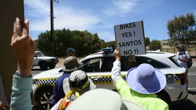 Three women arrested in Adelaide after protest against Santos's sponsorship of Tour Down Under