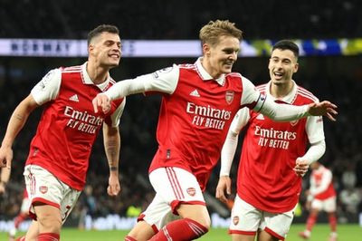 Tottenham 0-2 Arsenal: Martin Odegaard on target as Gunners go eight points clear with north London derby win