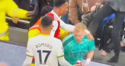 Aaron Ramsdale kicked by Tottenham fan in chaotic ending to North London derby