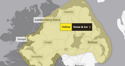 Northern Ireland weather warning for snow and ice issued by Met Office