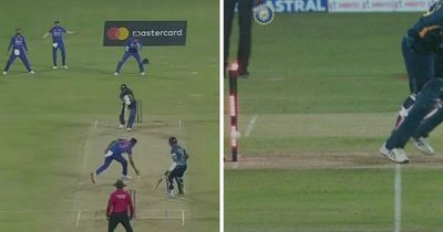 Sri Lanka star left red-faced as he's run out holding the pose after a forward defence