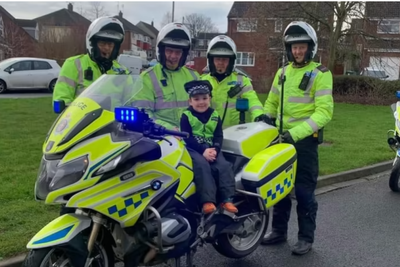 Boy, five, whose father died last year leads police on unique motorcycle ride