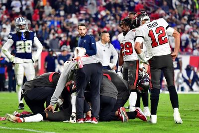 Bucs receiver Gage in hospital after scary hit