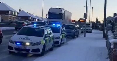 'Ice sheet' road closed by police as cars crash in 'major incident'