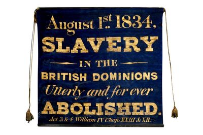 Silk banner proclaiming abolition of slavery in the British empire to be sold for thousands