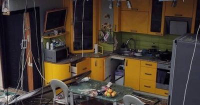 Chilling image shows Ukrainian yellow kitchen hit by strike after kid's birthday