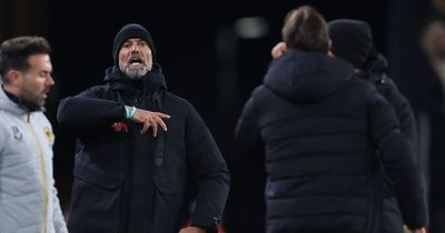 Jurgen Klopp and Julen Lopetegui in touchline clash before Liverpool coach intervenes