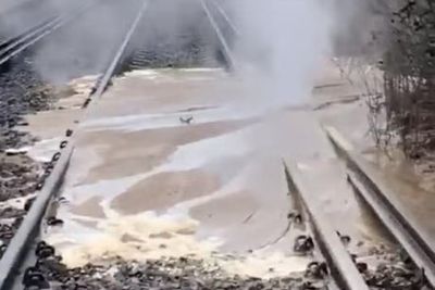 Puddle of boiling mud delays trains