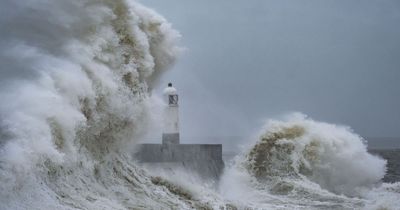 Gigantic wave dwarfs 19-metre-high lighthouse as it crashes towards coast