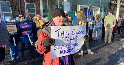 The powerful moment a terminal cancer patient came out to support the striking nurses who 'kept her alive'