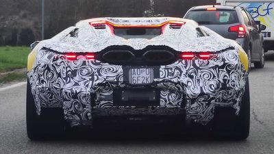 New Lamborghini V12 Supercar Shows Off Cool Third Brake Light In Spy Video