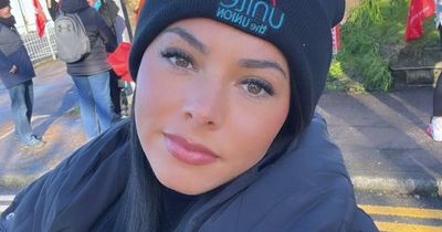Love Island's Paige Thorne shows support for striking paramedics as she visits picket line