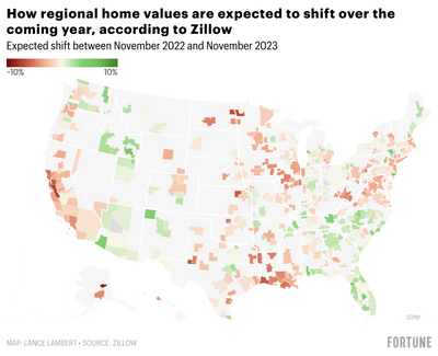 Moody’s vs. Zillow: Each firm’s 2023 home price outlook for over 300 regional housing markets