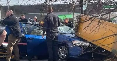 Denny's restaurant sign falls on car killing woman and injuring two in freak accident