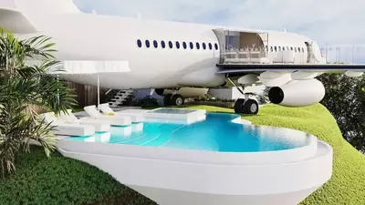 Retired Boeing 737 plane reborn as £5,920-a-night ‘private jet villa’ on Bali clifftop