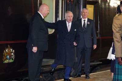 King uses royal train for first time as monarch as he travels to Manchester