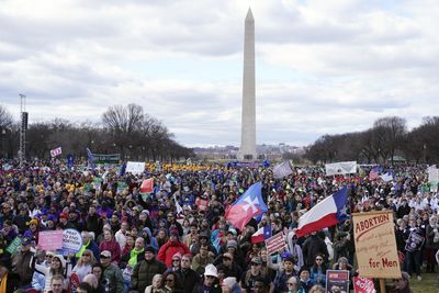 Anti-abortion groups marching in US capital to cheer fall of Roe
