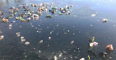 Scots beauty spot trashed after piles of litter thrown across frozen pond