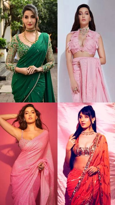 We can't stop praising Nora Fatehi's saree collection