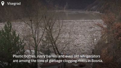 Drina River in Bosnia clogged by waste