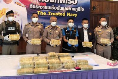Sacks of meth pills seized on Mekong river bank