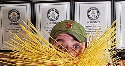 Man holds NINE world records for putting everything from forks to straws in his beard