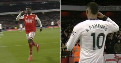 Bukayo Saka appears to troll Marcus Rashford with celebration after Arsenal wonder strike