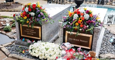 Lisa Marie Presley's grave is adorned with flowers as she's laid to rest next to her son