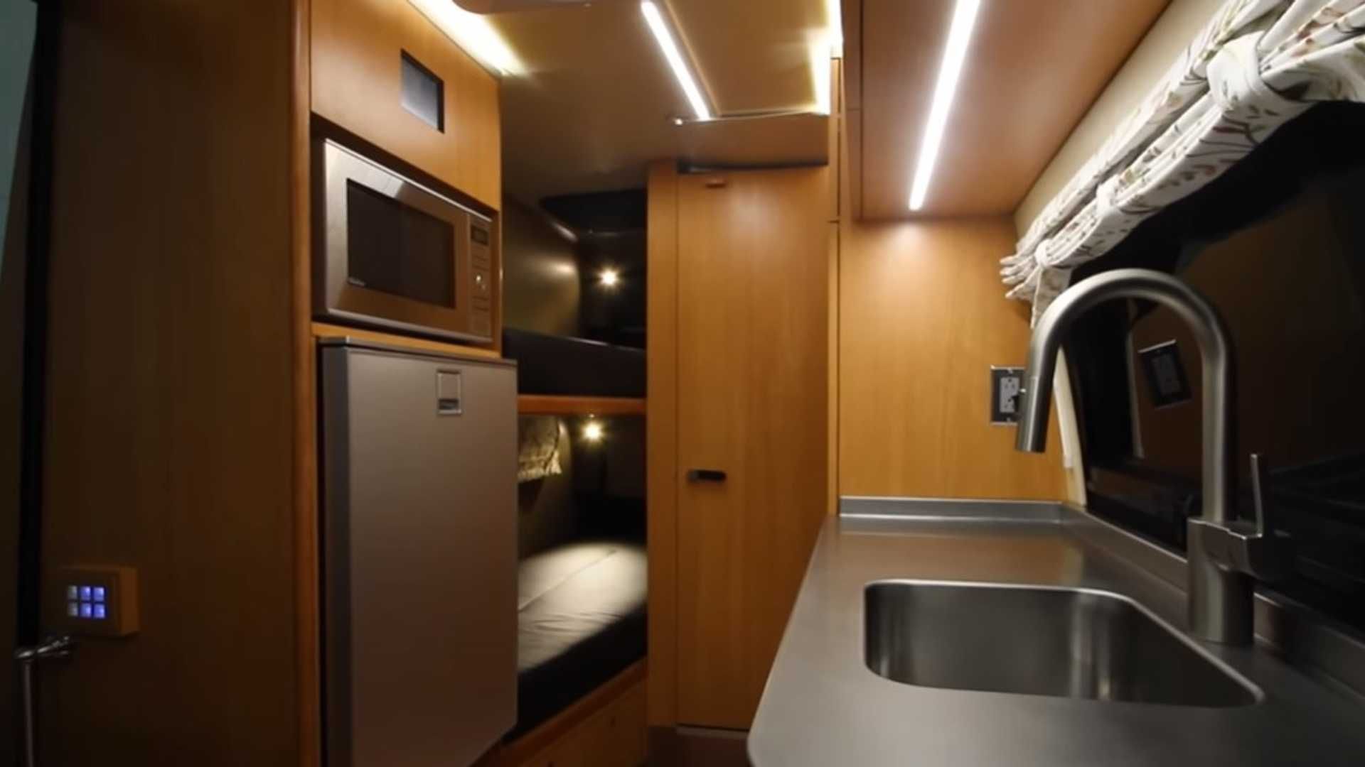 Sprinter RV Conversion Packs Bunk Beds And Bathroom In…