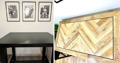 Money savvy DIYer 'saves hundreds' transforming black desk into 'high end' feature table