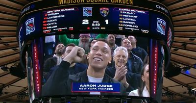 Aaron Judge given hero's welcome as New York Yankees star attends New York Rangers game