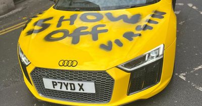 Self-made crypto-millionaire's car is vandalised with swear words after it was left in car park