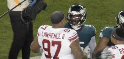 A mic’d-up Brandon Graham immediately started talking trash to the Giants during the coin toss