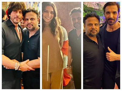 Lyricist Kumaar calls 'Pathaan' a 'blockbuster' as he poses with Shah Rukh Khan, Deepika Padukone and John Abraham at special screening - See photos