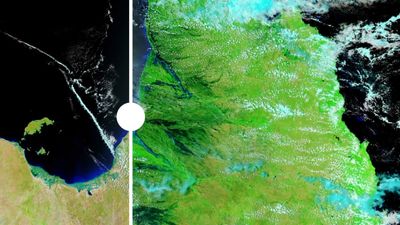 NASA satellite images show greening effect of flooding in Queensland's Channel Country