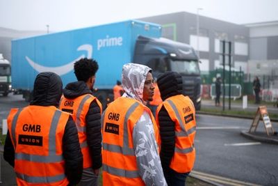 Amazon workers walk out in UK first for company’s staff