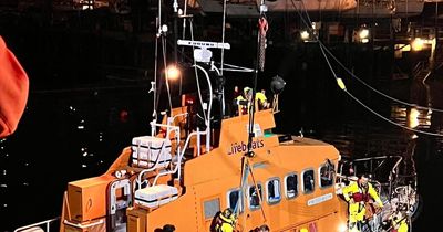 Irish Coast Guard help evacuate injured person from tanker in Dublin Bay