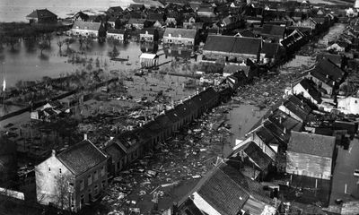 North Sea flood devastates large areas of low-lying Europe – archive, 1953