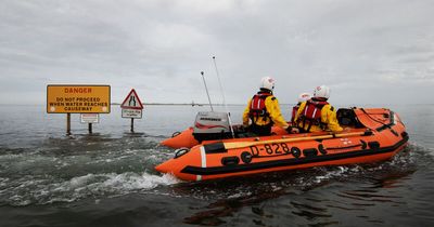 RNLI rescue two people and a dog stranded after attempting to cross Holy Island causeway