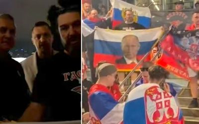 Djokovic’s dad poses with Russian protesters at Aus Open