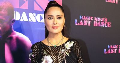 Salma Hayek, 56, shows off ageless figure in see-through dress at Magic Mike premiere