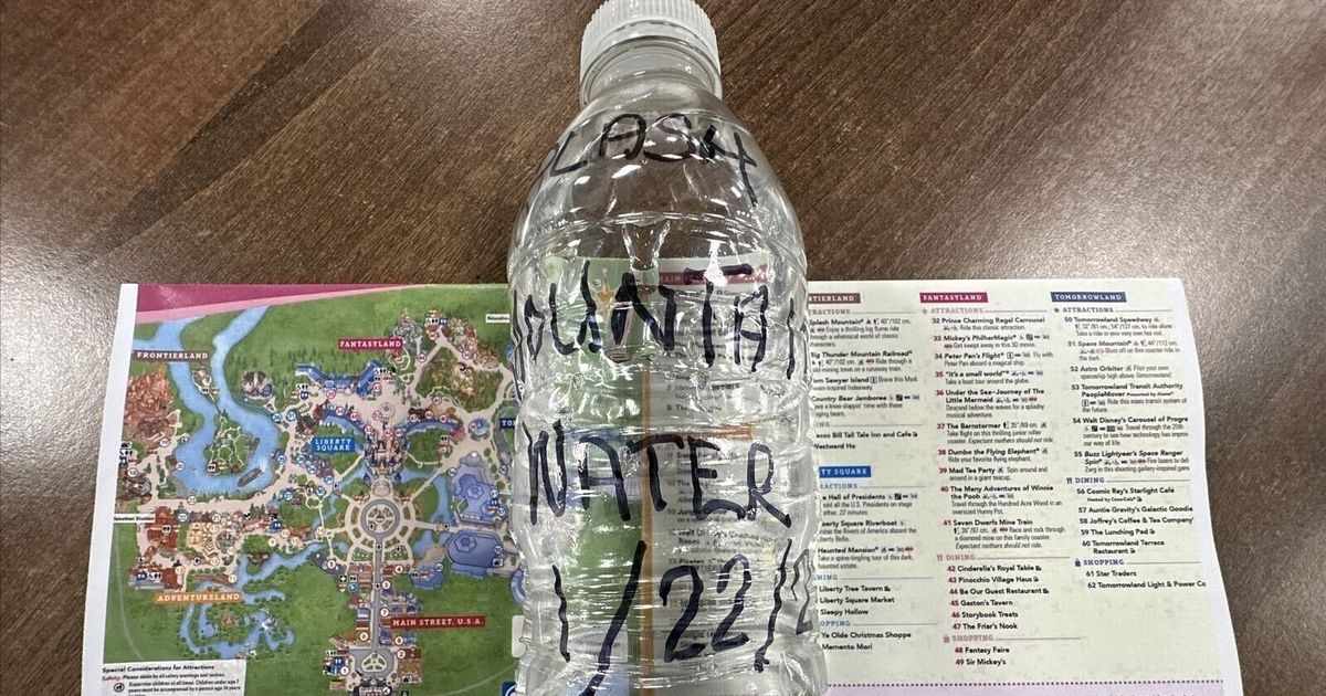 Bottles of water from Disney World's Splash Mountain…