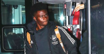 Arsenal squad arrive for huge Man City FA Cup clash and rehearsal for title showdown